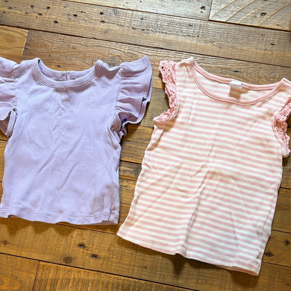 GAP Kids Ruffle Sleeve Tops - Lavender and Pink Striped